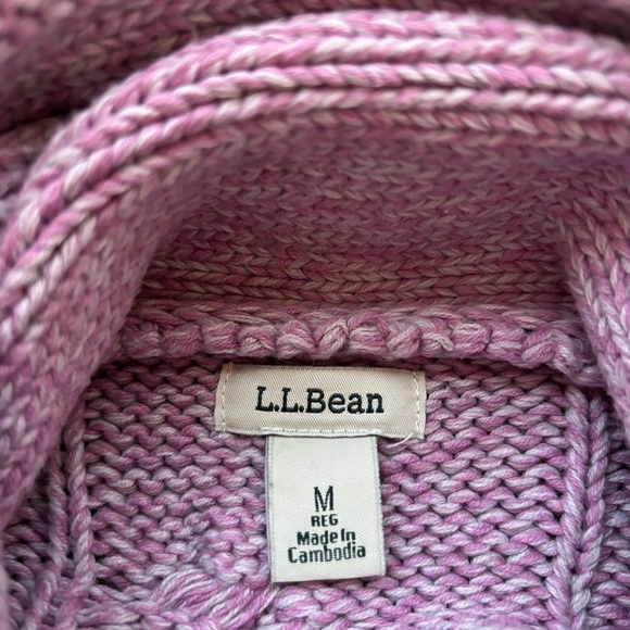 L.L. Bean Sweater Purple Double L Mixed Cable Knit Funnelneck Sweater Medium - Picture 9 of 12